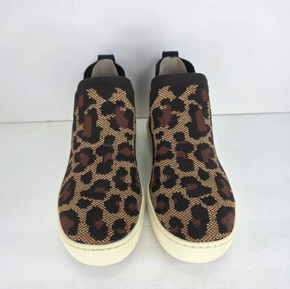 Rothy's The Chelsea Wildcat Ankle Boot Sneakers‎ Pull On Leopard Print Size 5